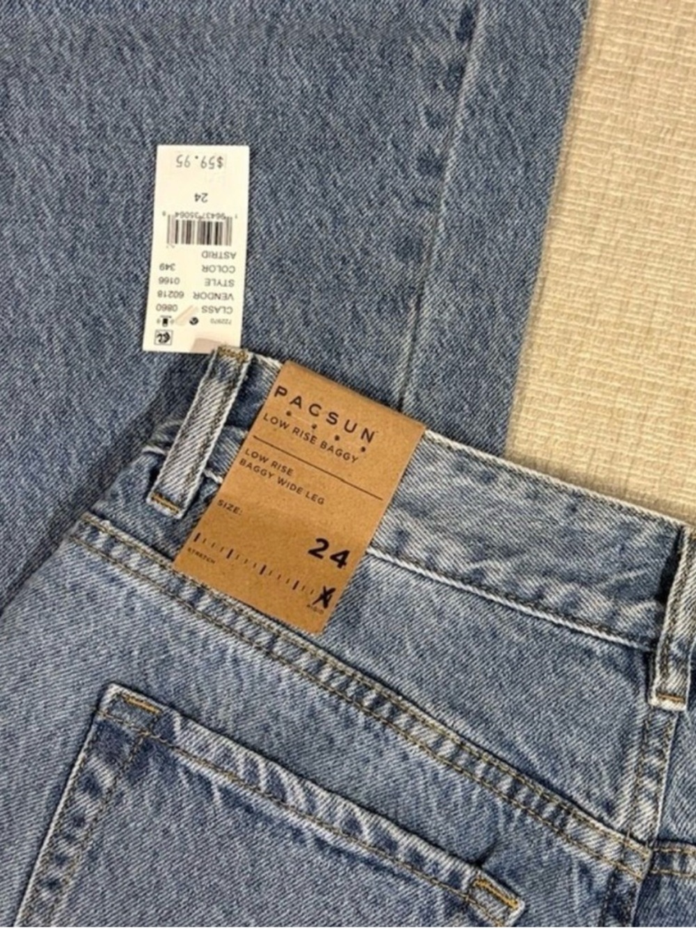 PacSun Casey Astrid Low Rise Baggy Wide Leg Jeans Astrid Blue Denim 24 NWT NEW - Picture 5 of 5
